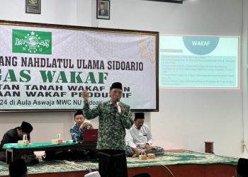 Sosialisasi satgas wakaf MWC NU Sidoarjo kota Ke PRNU dan Takmir Masjid